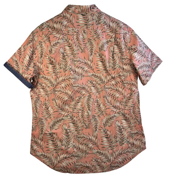 Jachs NY Mens Short Sleeve Button-Down Shirt Leaf Print Sz L Breeze Easy Wear - Picture 13 of 14